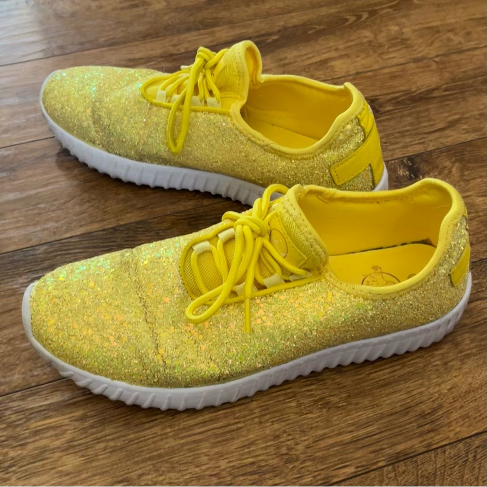Southern Fried Chics Yellow Glitter Sneakers - Picture 3 of 8
